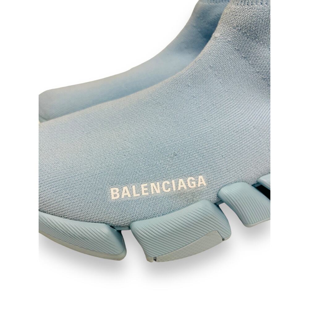 BALENCIAGA Light Blue Knit Fabric Logo Stretch Speed Sock High-Top Sneakers 39 - Picture 8 of 9
